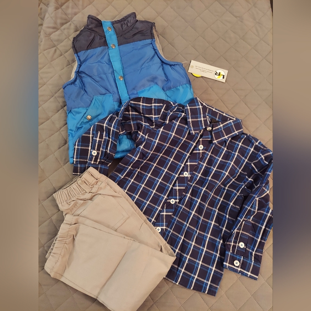 Stylish Kids Blue Checkered Button Down Shirt Set